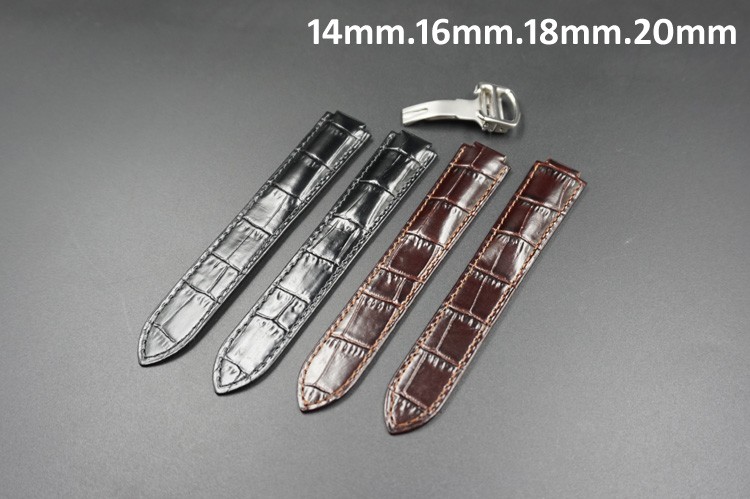 14mm/16mm/18m/20mm Black and Brown color Alligator Crocodile style Strap Band For Cartier Ballon Bleu