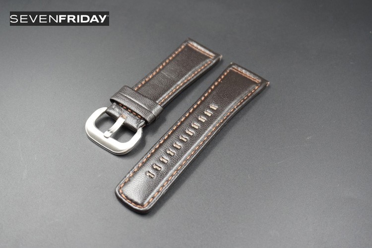 Cool Dark Brown 28mm Calf Leather Strap Band For Sevenfriday P1|P2|P3|M1|M2 Watches With Pin Buckle