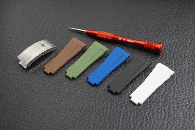 20mm Super Soft OEM Pure Rubber Caoutchouc Rubber Black/Blue/White/Brown/Green Watch Band Strap For Rolex Submariner/GMT