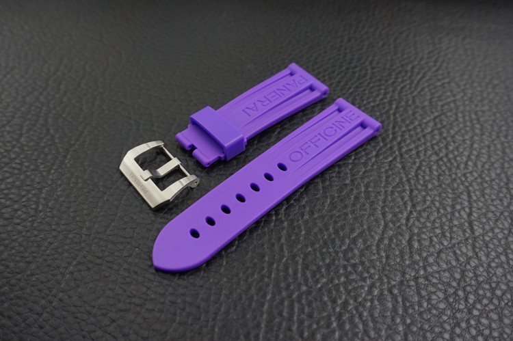 2019 New Purple Color 24mm Panerai OEM Waterproof Diving Rubber Strap Band For LUMINOR 1950 PAM00441 PAM 00312 and All Other 44mm Cases
