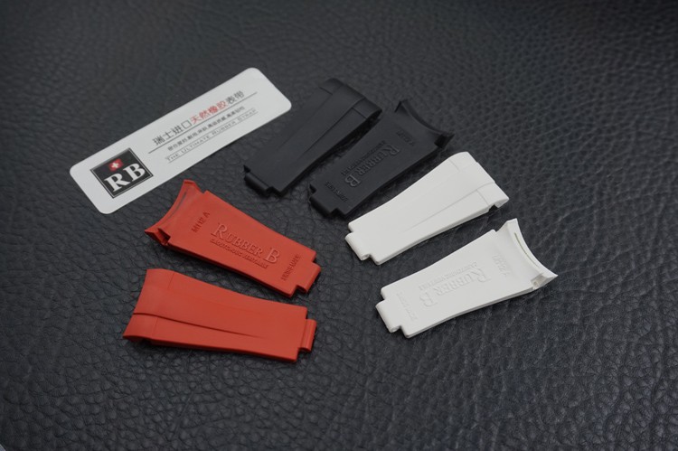 22mm Pure Caoutchouc Rubber Black White Red Strap Band Only Fits Rolex Sea-Dweller Watch M126600-0001