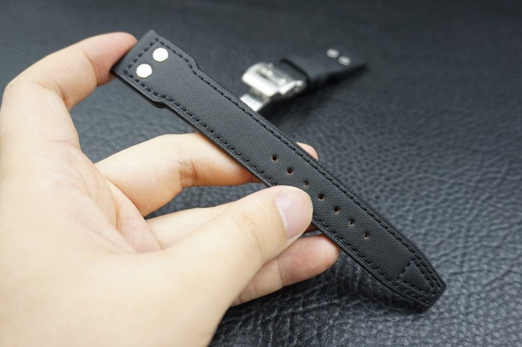 22mm Black IWC Big Pilot Riveted Canvas Surface Strap Band Swiss Made Straps For Deployment Folding Clasp Buckle 