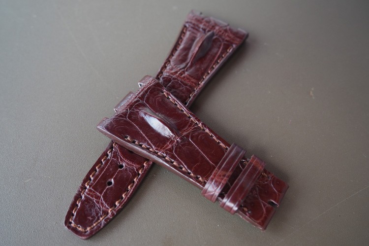 28mm Brown Custom Handmade Alligator Crocodile Deployment Clasp Leather Strap Band For Audemars Piguet ROYAL OAK OFFSHORE 25940SK.OO.D002CA.01