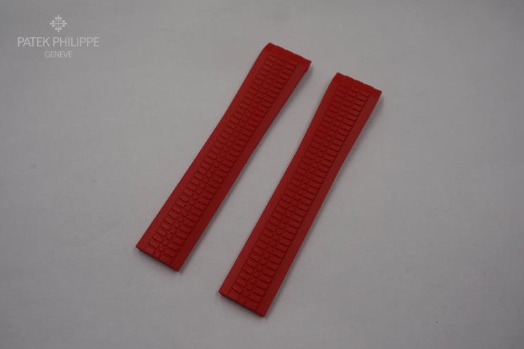 21mm 1:1 Grade Version Caoutchouc Rubber Strap Red Color For Patek Philippe Watch Aquanaut 5164a 5167a-001 
