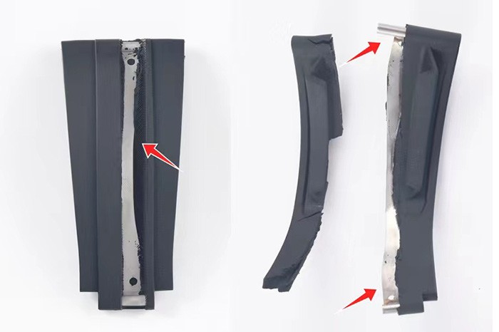 21MM BLACK MEMORY METAL RUBBER STRAP FOR ROLEX OYSTER PERPETUAL YACHT-MASTER 42 AND 41MM SUBMARINER