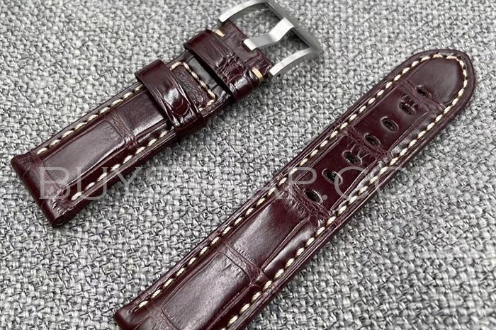 Panerai Tang Buckle 24mm|26mm Alligator Crocodile OEM Custom Handmade Brown Strap Band