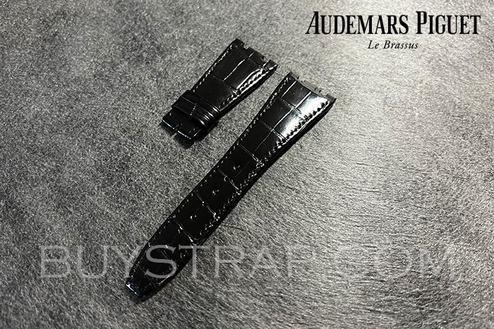 28x18 Custom Made Full Black Alligator Crocodile Deployment Clasp Leather Strap For Audemars Piguet Royal Oak 42mm Watch