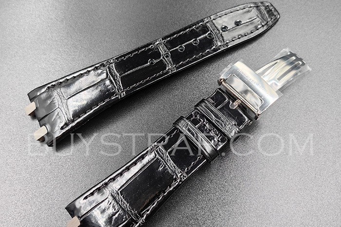 Jet Black Custom Made Alligator Watch Strap Band For Audemars Piguet Royal Oak 15400 and 15500