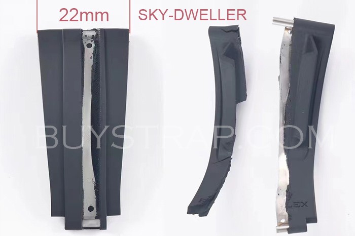 22MM BLACK MEMORY METAL RUBBER STRAP FOR ROLEX SKY-DWELLER