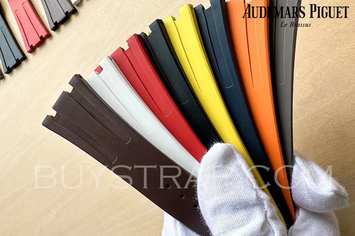 Aviation Grade Yellow Red Orange Rubber Strap for Audemars Piguet Royal Oak 41mm （26239/15400/15500/15510/26320/26331）. OEM Clasp and Endlink