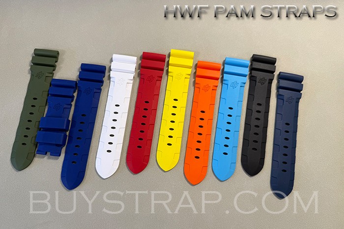 2025 HWF Zero-defect Colors Fluororubber Watchband 22/20 mm, 24/22 mm, 26/22 mm Accordion Rubber Strap For Panerai Watch