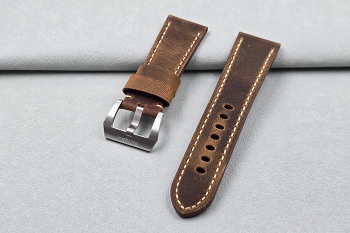 100% Handmade 24mm/26mm Vintage Brown Cowhide Leather Strap for Panerai