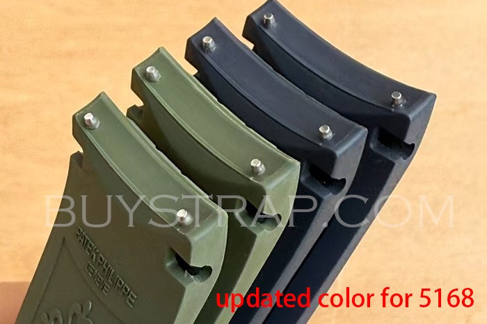 2026 Updated Color Dark Blue and Khaki Green 22mm Rubber Strap For Patek Philippe Aquanaut 5168G. Size is 22mm Fits Original and DDF Version