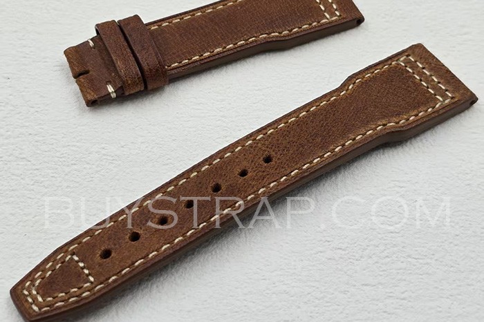 IWC AFTERMARKET 20MM 21MM 22MM VINTAGE BROWN CALF STRAP WITH TANG BUCKLE