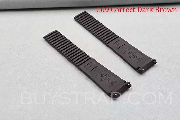 2026 Correct Dark Brown 21mm Caoutchouc Veritable Rubber Strap for Patek Philippe Aquanaut 5167