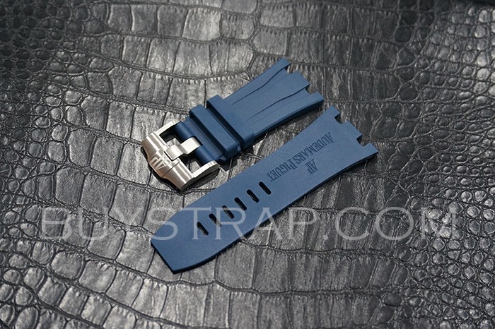 30mm JF Best Edition Blue Pure Rubber Strap With Stainless Steel Pin Buckle (Optional) For Audemars Piguet ROYAL OAK OFFSHORE 44mm Watches. 26400 Aftermarket Rubber Strap