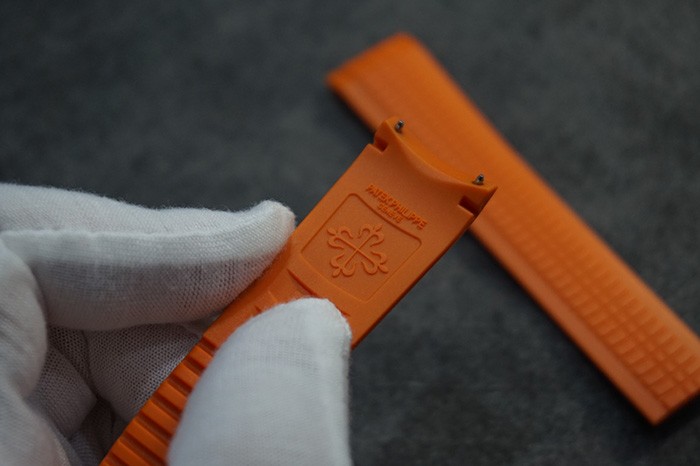 21mm 1:1 Grade Version Caoutchouc Rubber Strap Orange Color For Patek Philippe Watch Aquanaut 5164a 5167a-001