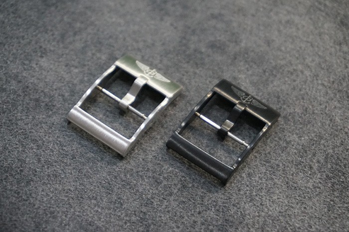 Aftermarket 20mm Black and Silver Steel Buckle for BREITLING WATCH STRAP