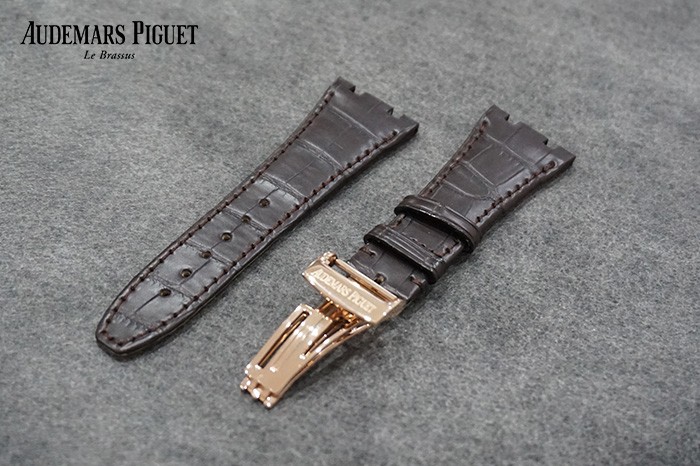 Brown Custom Made Alligator Crocodile Handmade Deployment Clasp Leather Strap For Audemars Piguet Royal Oak 44mm 42mm 41mm 37mm Watch