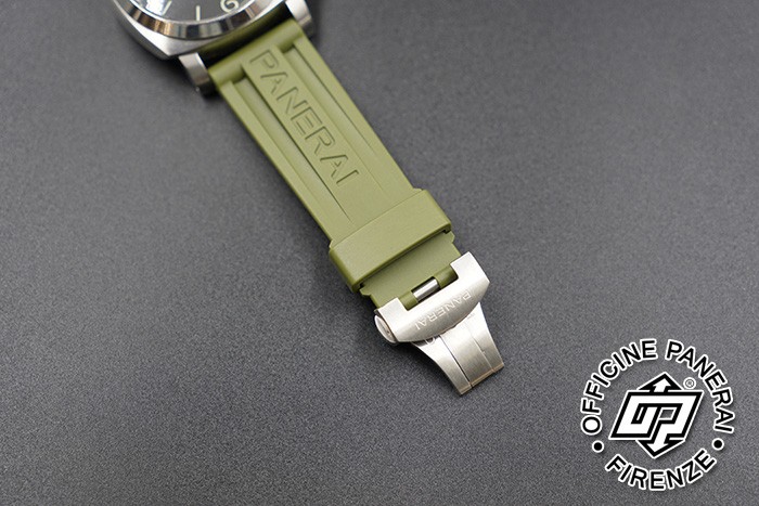 Panerai Band Army Green Rubber Strap Caoutchouc - 24.0/22.0 MM Standard MXE0BSB1 Fit 22mm Deployant Buckle
