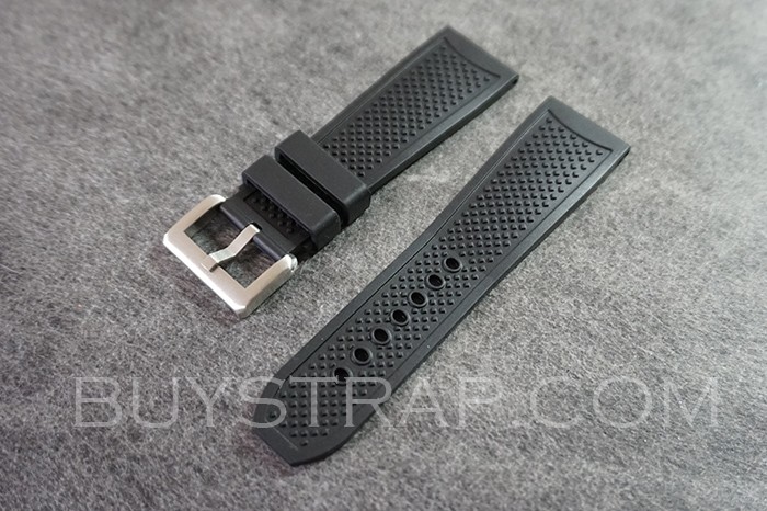 24mm BLACK Diving Rubber Strap Band fit CALIBRE De CARTIER Watch