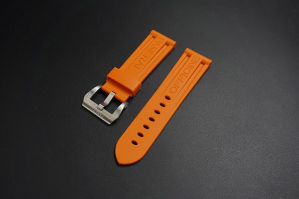 24mm Swiss Made Orange Rubber Strap For Panerai Watch
