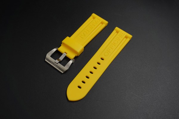 24mm Swiss Made Yellow Rubber Strap For Panerai Watch. Replacement Rubber Strap