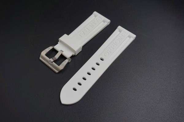 24mm Swiss Made Pure White Rubber Strap. Replacement Strap for Panerai
