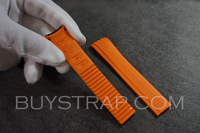 2023 SUMMER ORANGE 3KF TOP VERSION HIGH QUALITY RUBBER (NOT SILICONE) 21MM FOR PATEK PHILIPPE AQUANAUT 5167