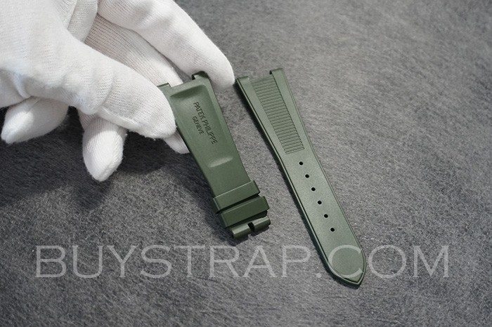 2023 Olive Green Natural Rubber 25x18 Watch Strap Band For Patek Philippe Nautilus 5712 5726