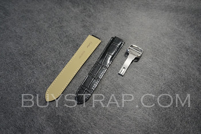 AF Edition 20mm Alligator Style Black Calf Leather Strap For Cartier Ballon Bleu