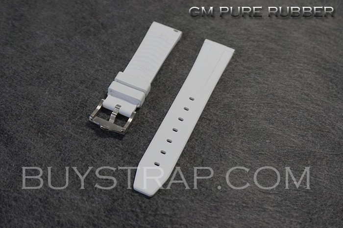 2024 New GM 20mm Quick-Change Pure Rubber (Not Silicone) White Color Universal Strap Fits IWC and ROLEX Daytona and Submariner
