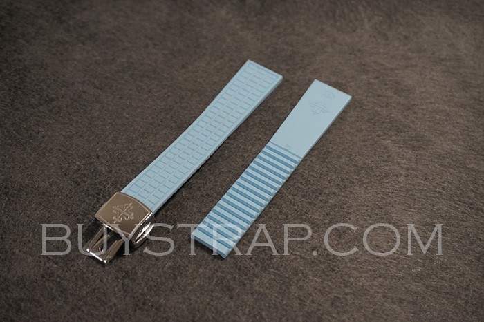 19x16 Light blue rubber strap watch band for Patek Philippe 5067A