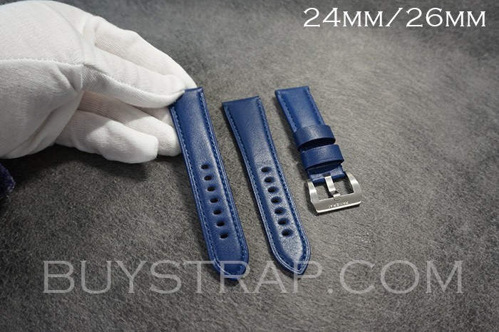 24mm/26mm Retro Blue Calf Leather Strap for Panerai