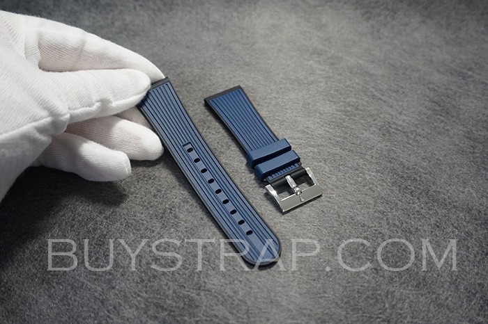 23mm Caoutchouc Veritable Blue&Black Rubber Strap Band For Blancpain FIFTY FATHOMS