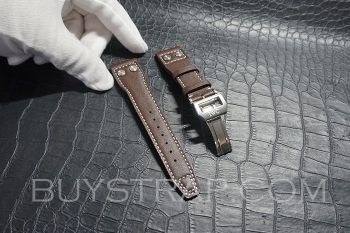 22MM M+ BROWN GENUINE ITALIAN CALFSKIN AFTERMARKET WATCH STRAP FOR IWC BIG PILOT'S WATCH