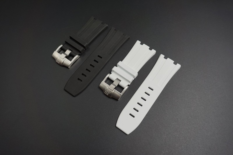 28mm/30mm White and Black Color Soft Pure Rubber Strap For Audemars Piguet Royal Oak Watch 26470,15703,15710,26400