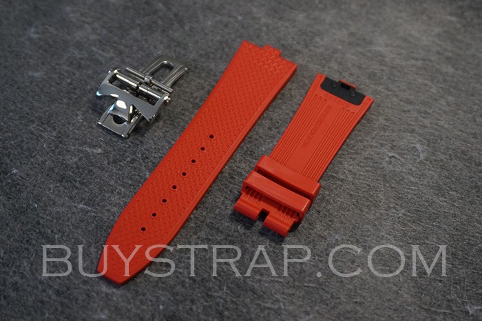 24mm Quality Replacement Red Rubber Strap With Quick Release Titanium Connector For Vacheron Constantin Overseas 4500V 5500V Watch