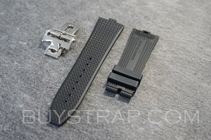 24mm Quality Replacement Black Rubber Strap With Quick Release Titanium Connector For Vacheron Constantin Overseas 4500V 5500V Watch