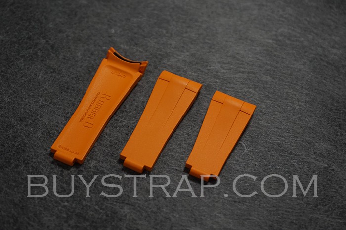 new orange caoutchouc veritable 21mm rubber strap for 41mm Rolex Datejust m126334 and Oyster Perpetual m124300