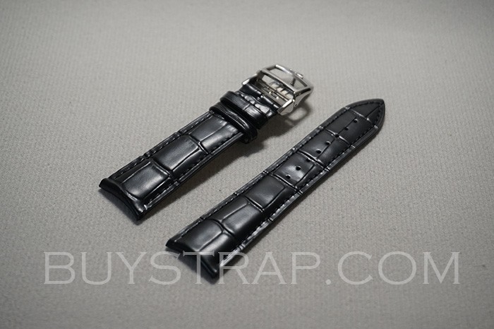 21mm Black Leather Strap For Jaeger-LeCoultre Watch