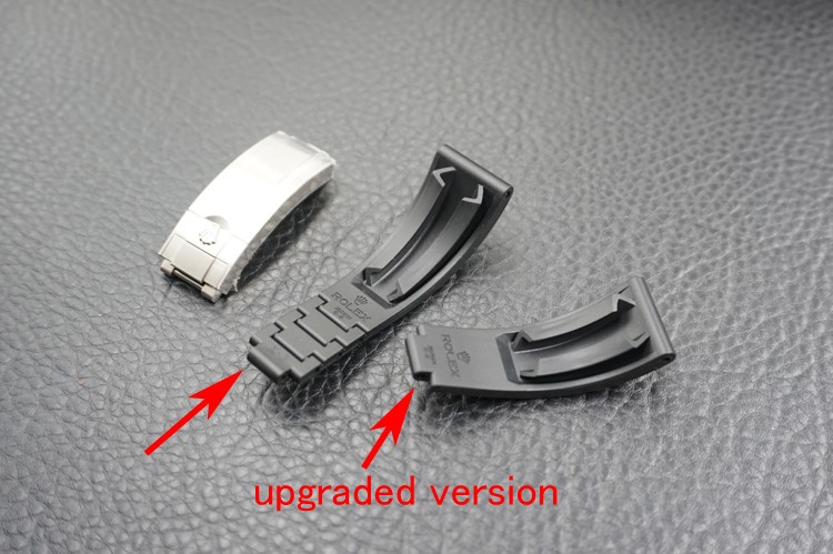 Upgraded version 20x16 Black bend shape and flat link rubber strap for rolex 40mm watch such as submariner and daytona Oysterflex Rubber Bracelet