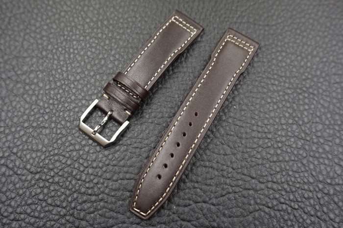 21mm handmade brown plain weave calfskin strap, substitute for IWC WATCH, soft and wear-resistant with buckle 
